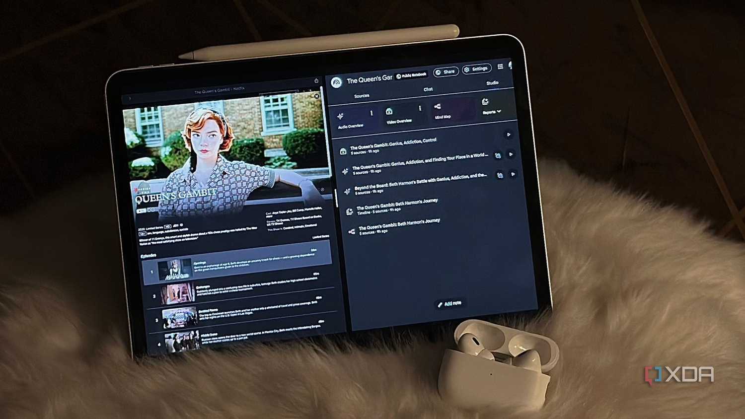 Queen's Gambit and NotebookLM open side by side on iPad (1)