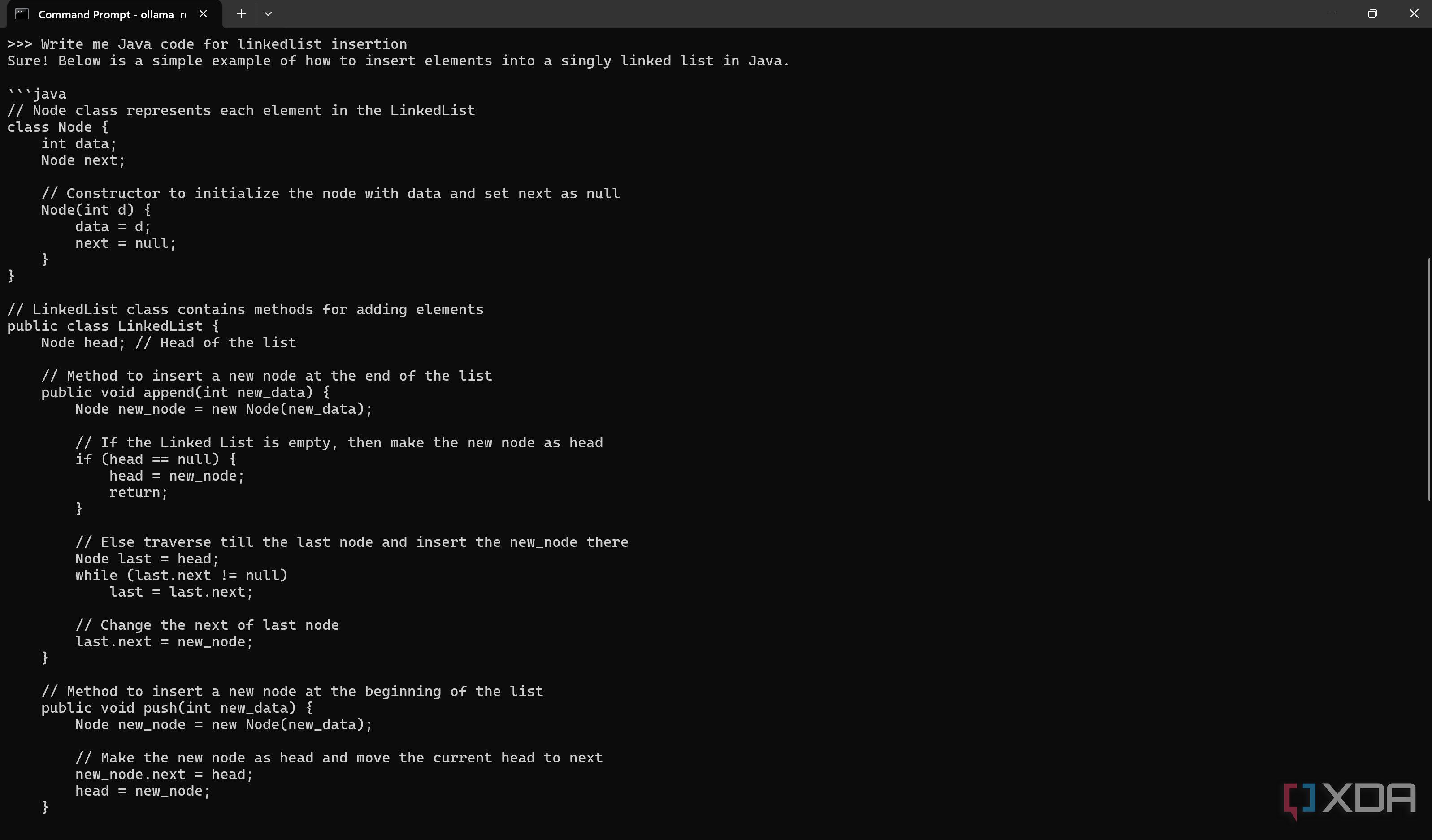 Java code example using qwen coder LLM