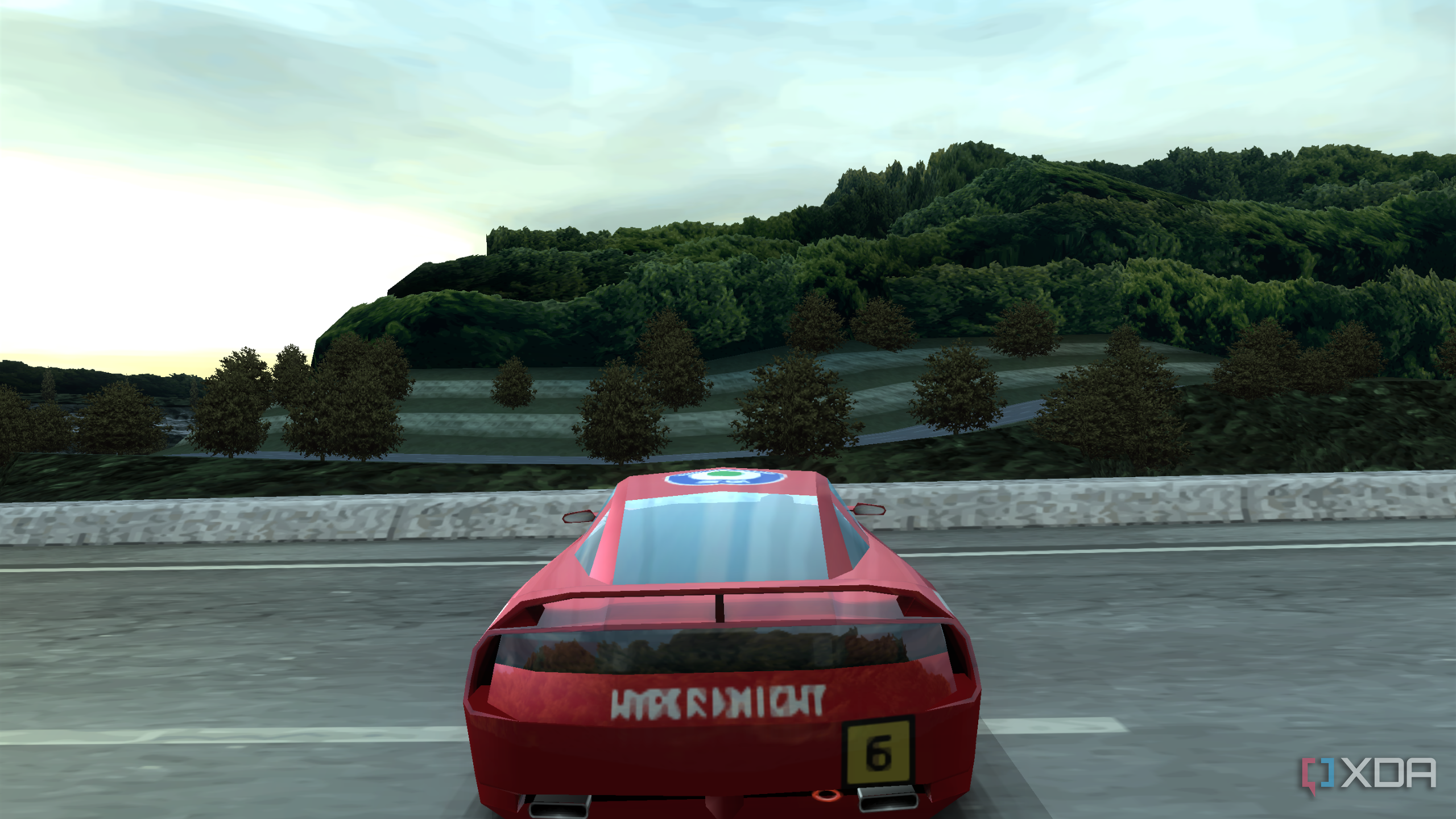 A screenshot from Ridge Racer on the PSP.