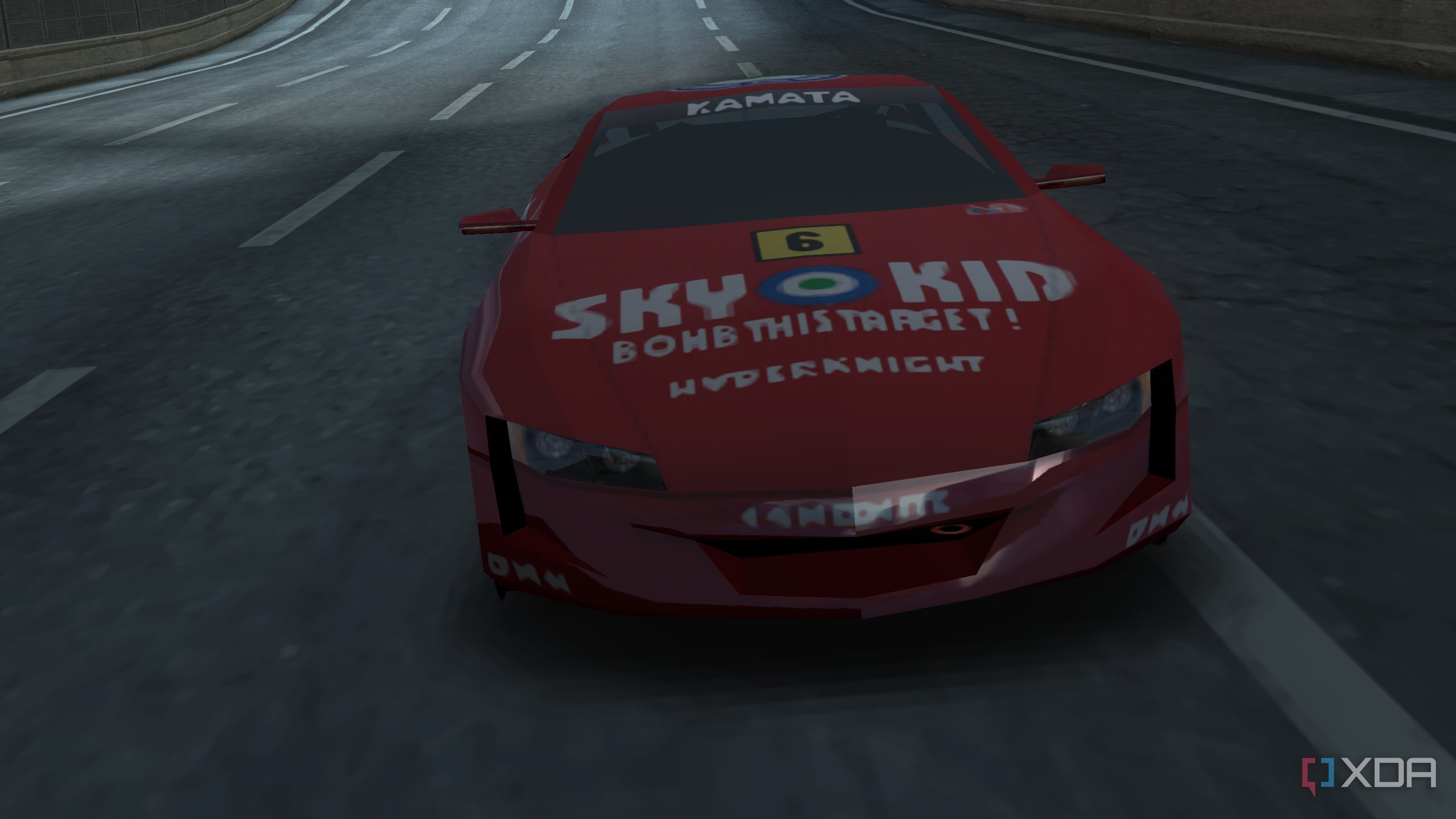 A screenshot from Ridge Racer on the PSP.
