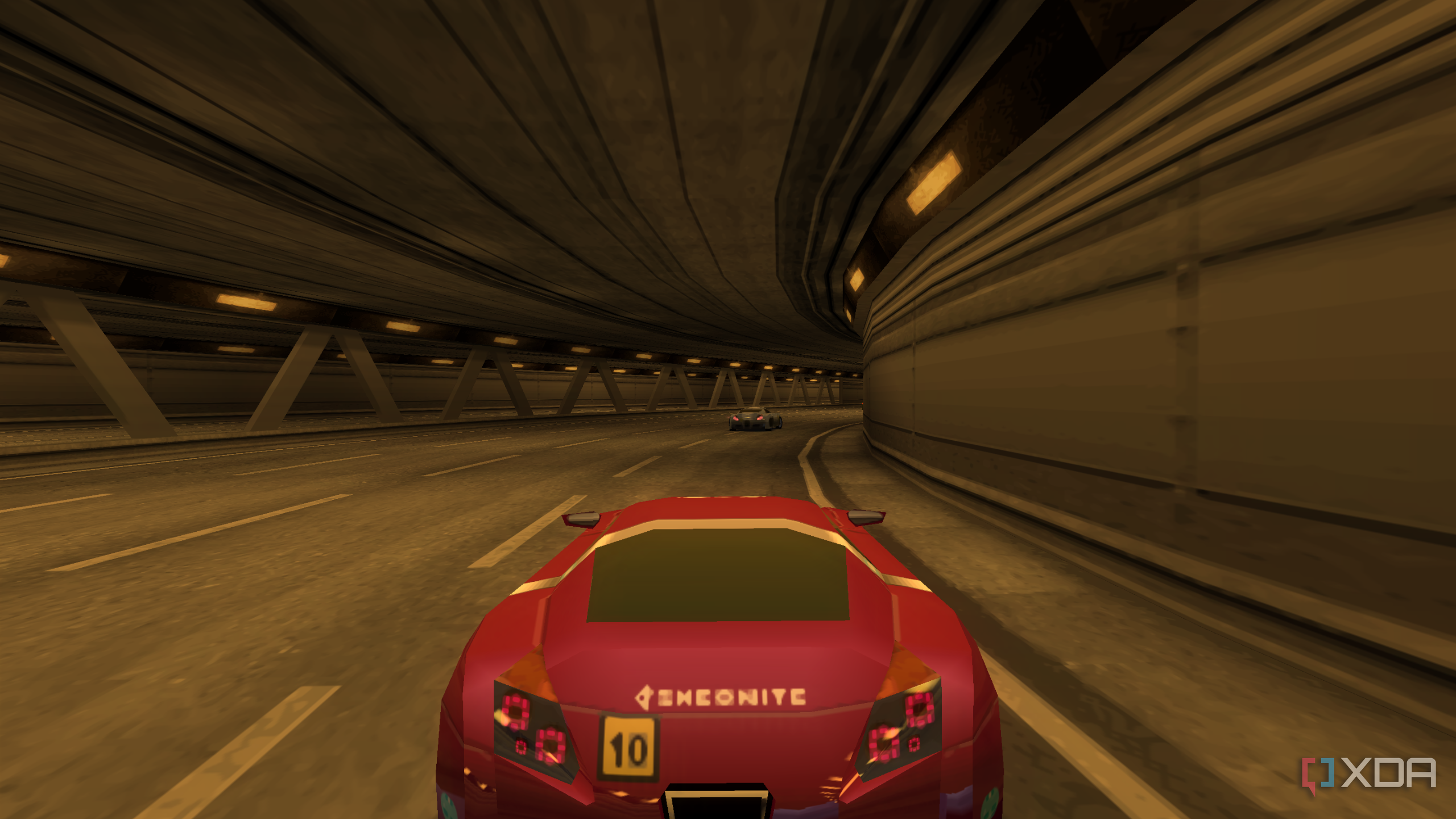 A screenshot from Ridge Racer on the PSP.