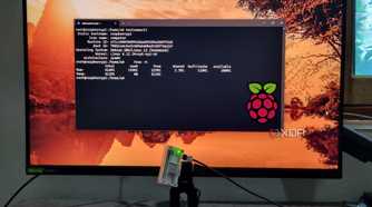 photo of a rpios lite showing system stats in ssh powershell windows11