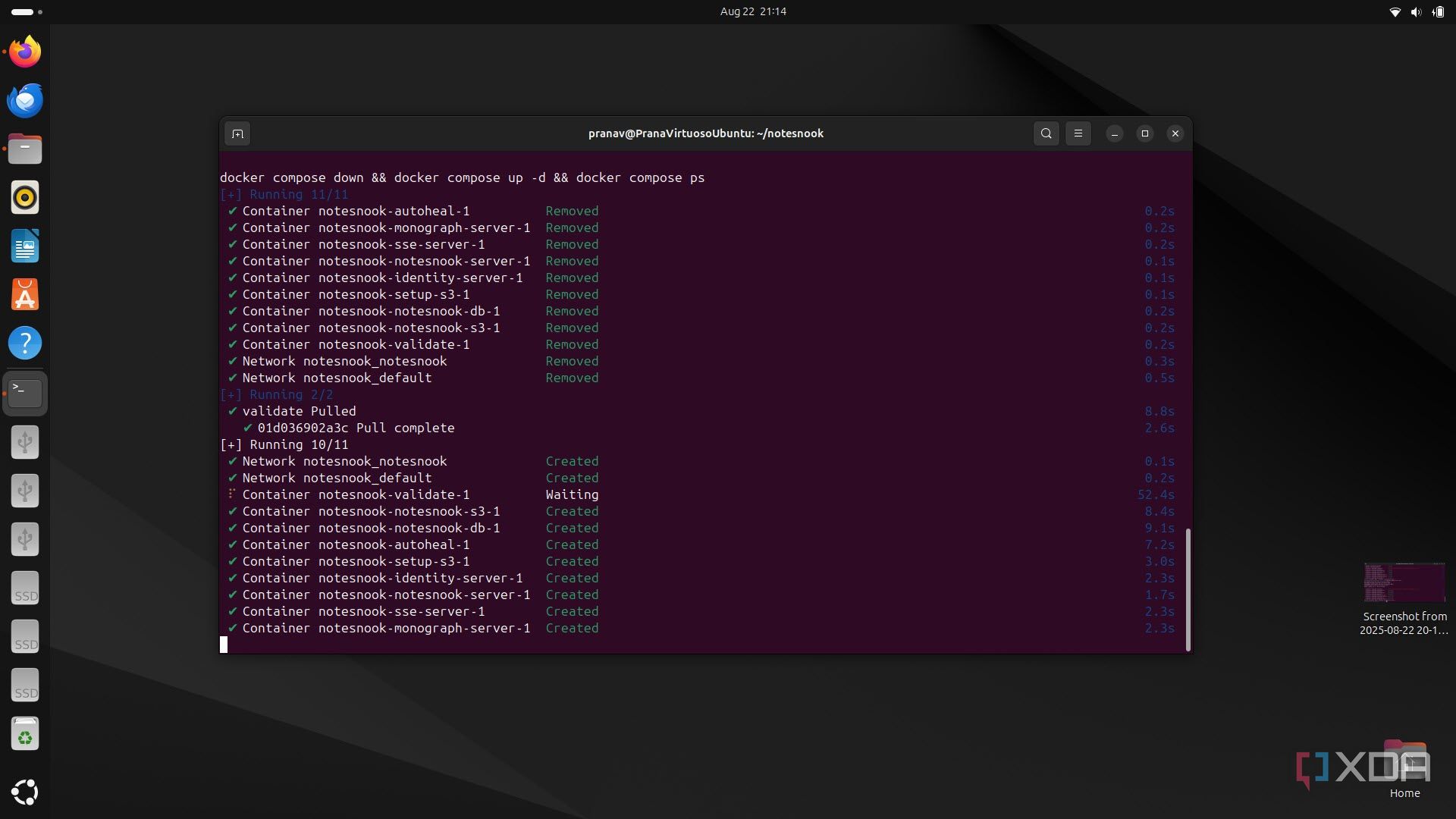 Running Docker compose command