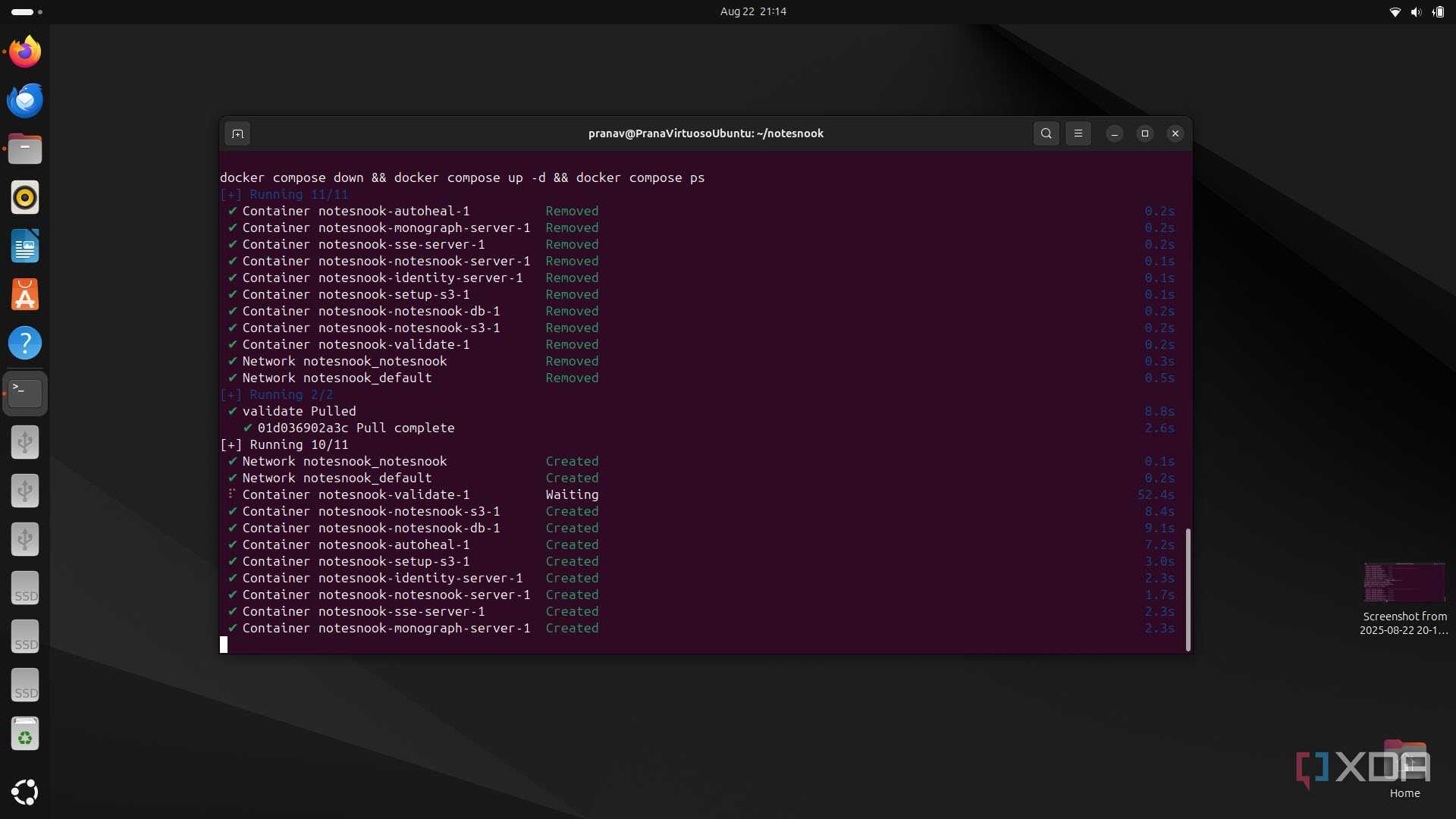 Running Docker compose command