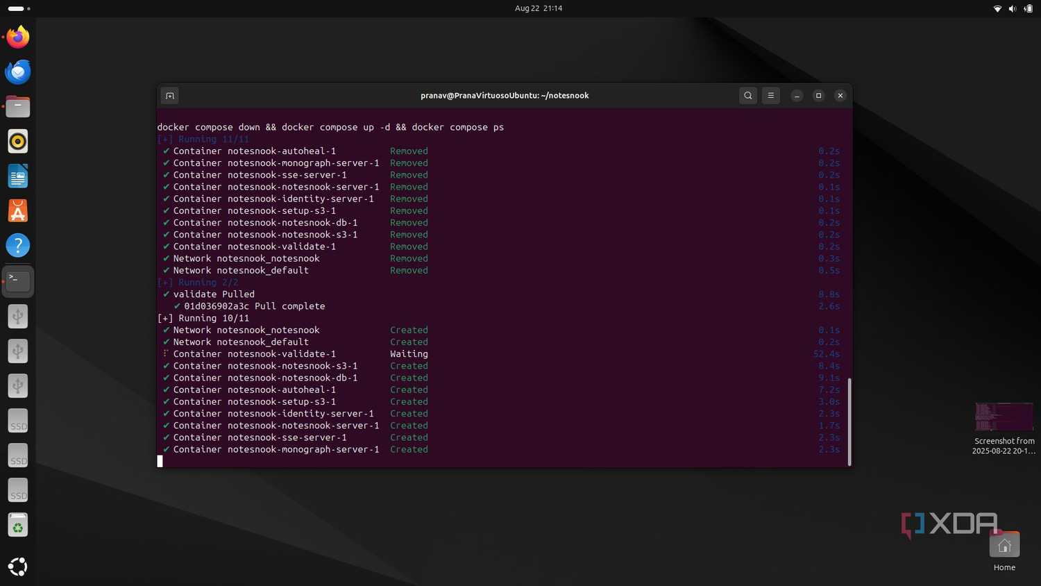 Running Docker compose command