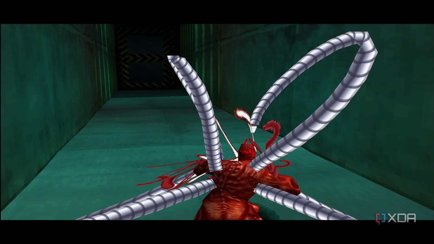 Spider-Man dying at the hands of Monster Ock in Spider-Man PS1.
