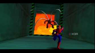 Spider-Man outrunning Monster Ock in 2000's Spider-Man game on the PS1.