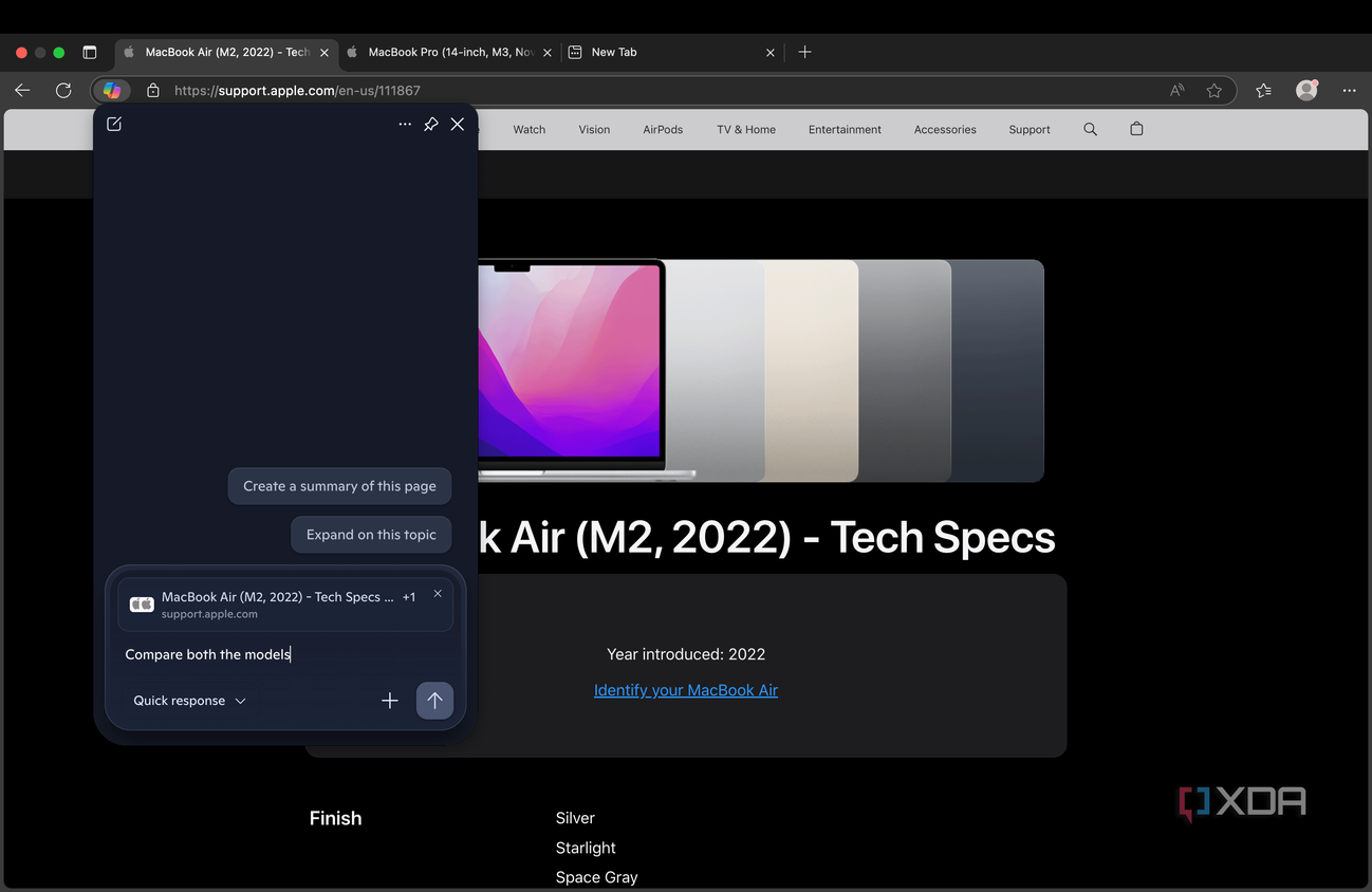 Copilot Mode sidebar
