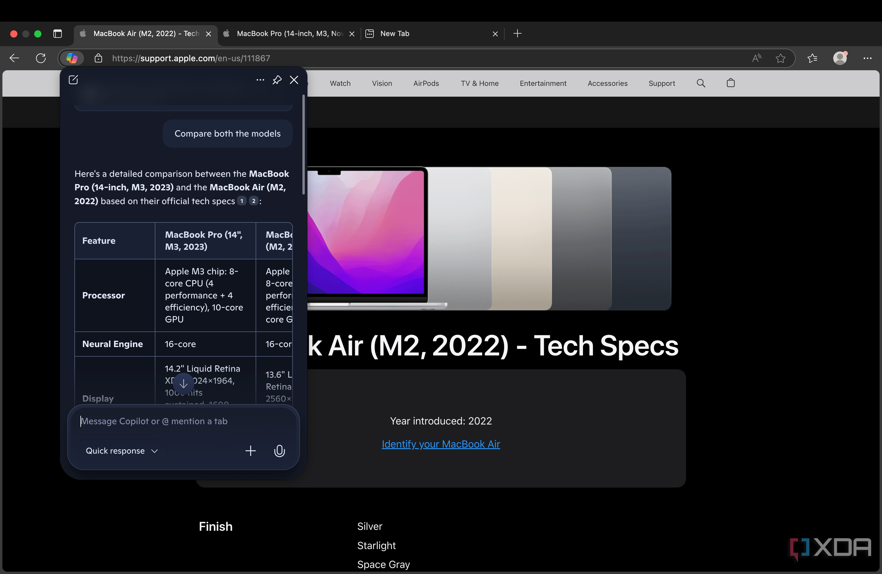 Copilot Mode tab context