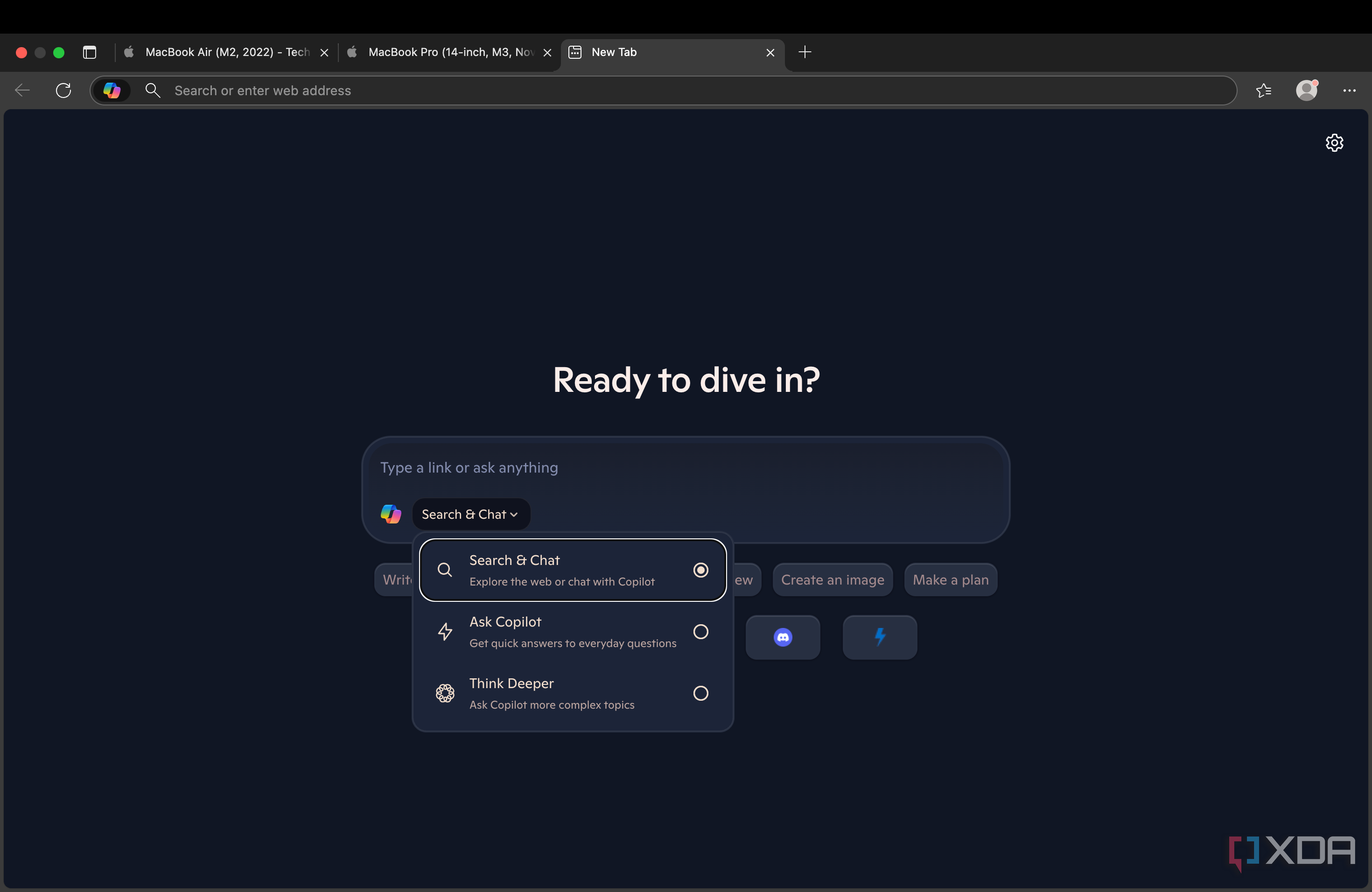 Copilot Mode primary interface
