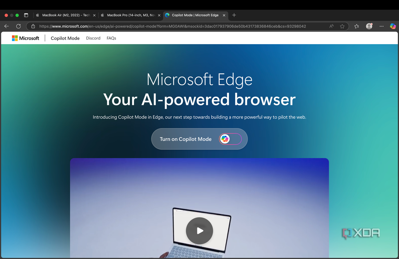 Copilot Mode disabled in Edge