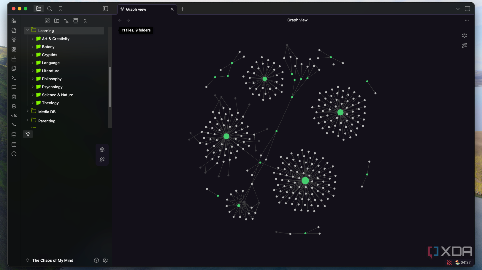 A screenshot of the Obsidian graph.