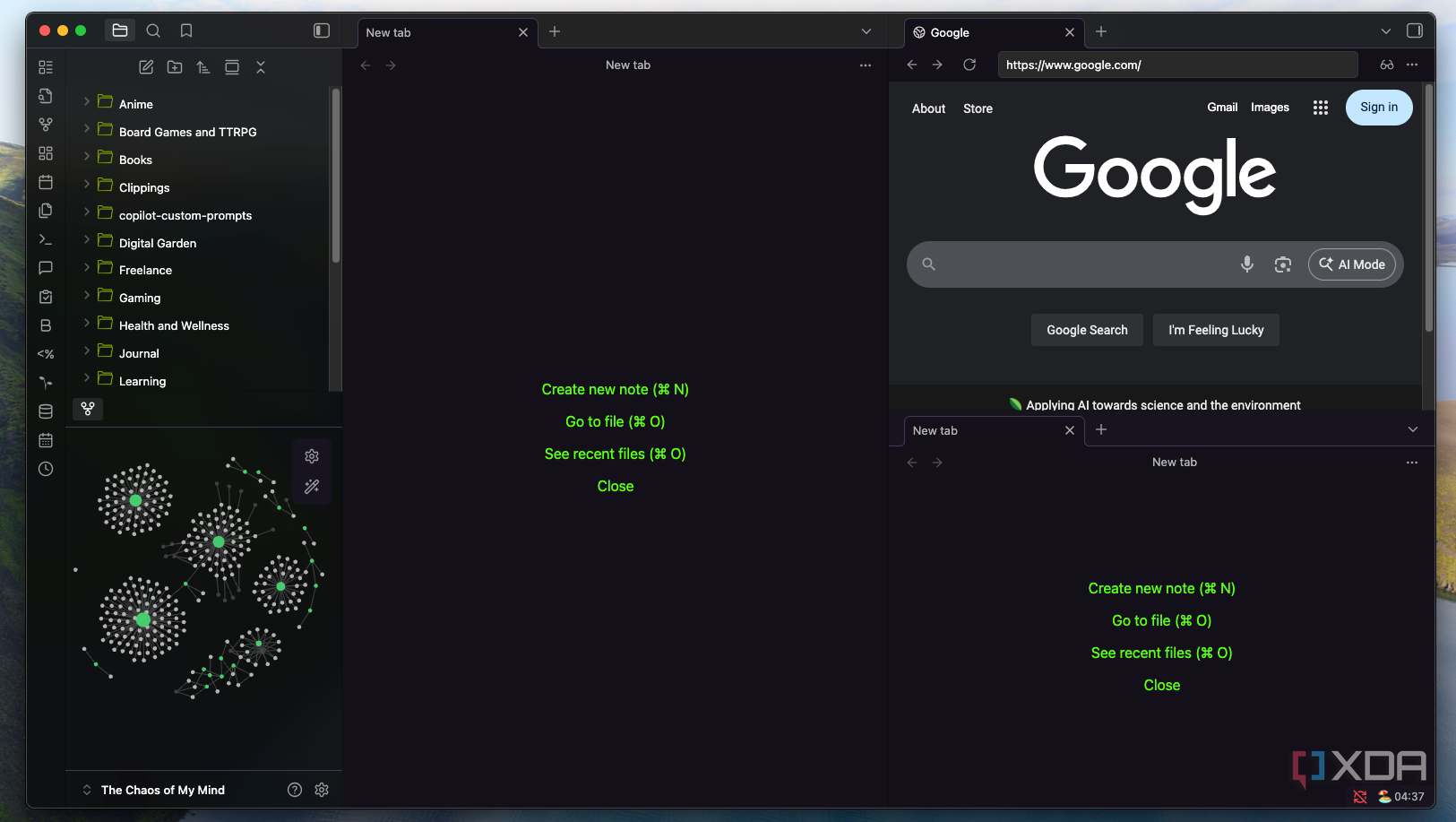 A screenshot of an Obsidian layout. 