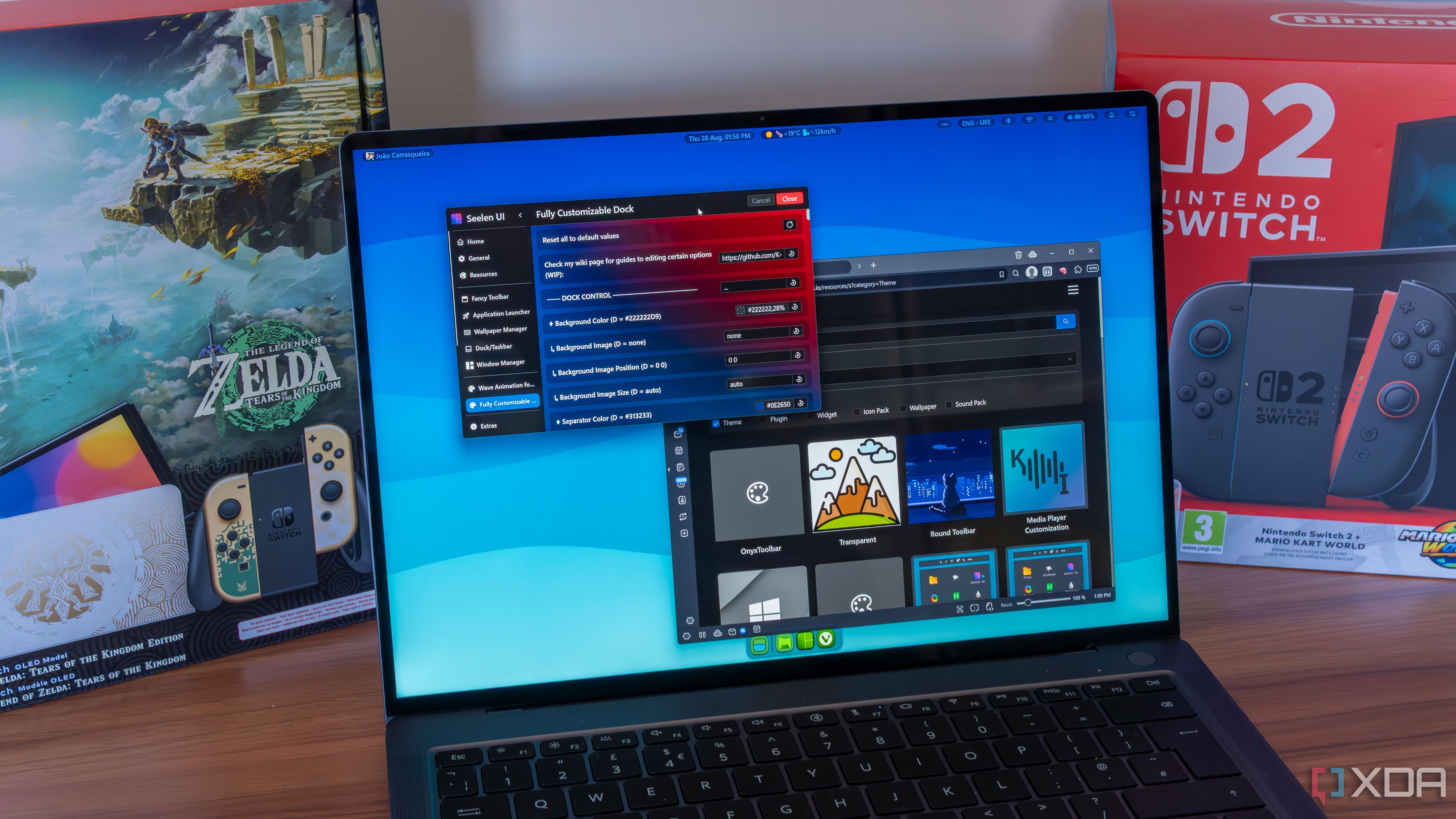 A Windows 11 laptop running Seelen UI to provide a completely custom desktop experience