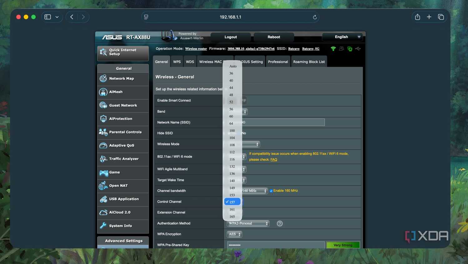 Selecting Wi-Fi Channel in router