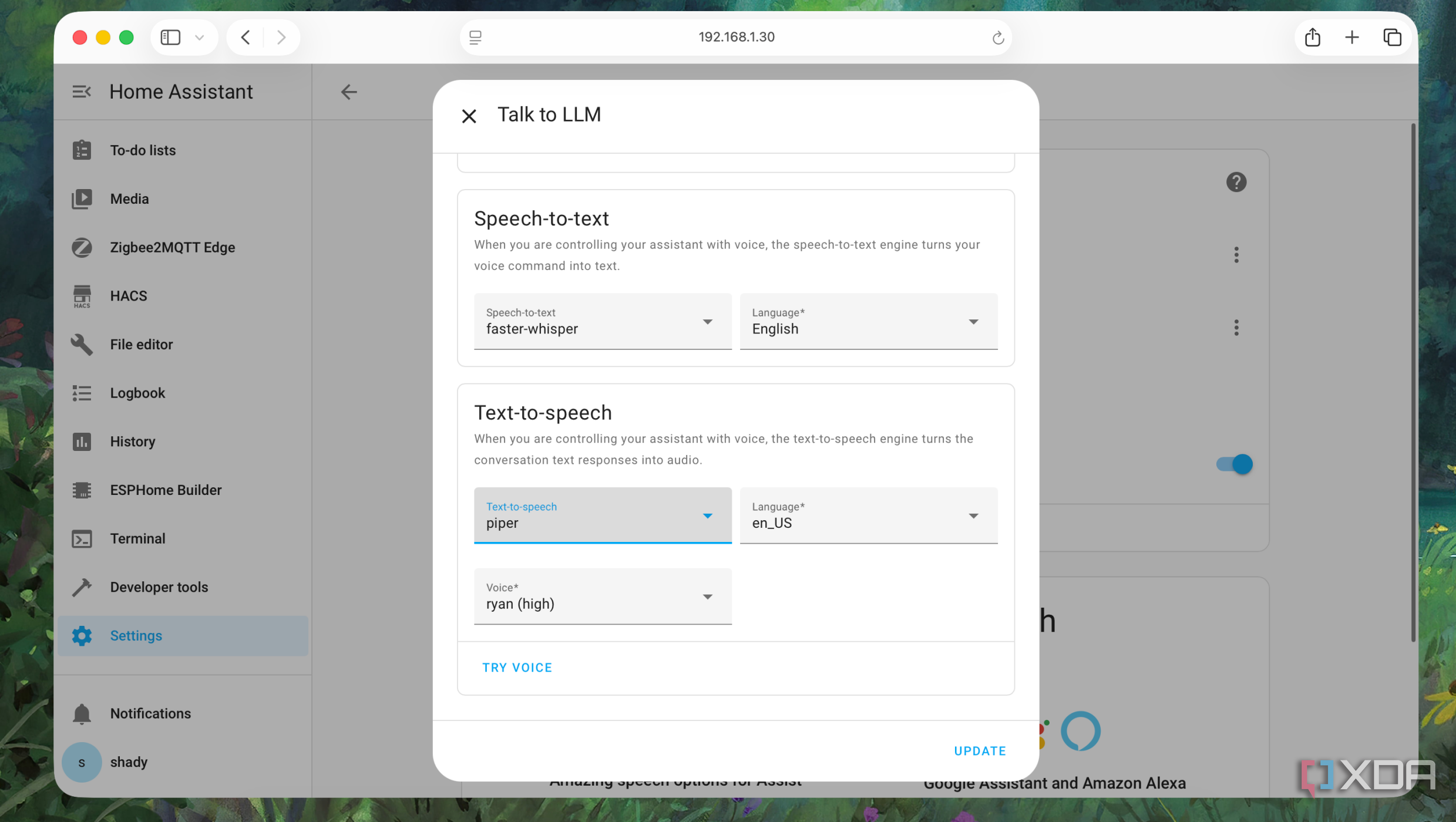 Setting Speech-to-Text and Text-to-Speech engines for a voice pipeline