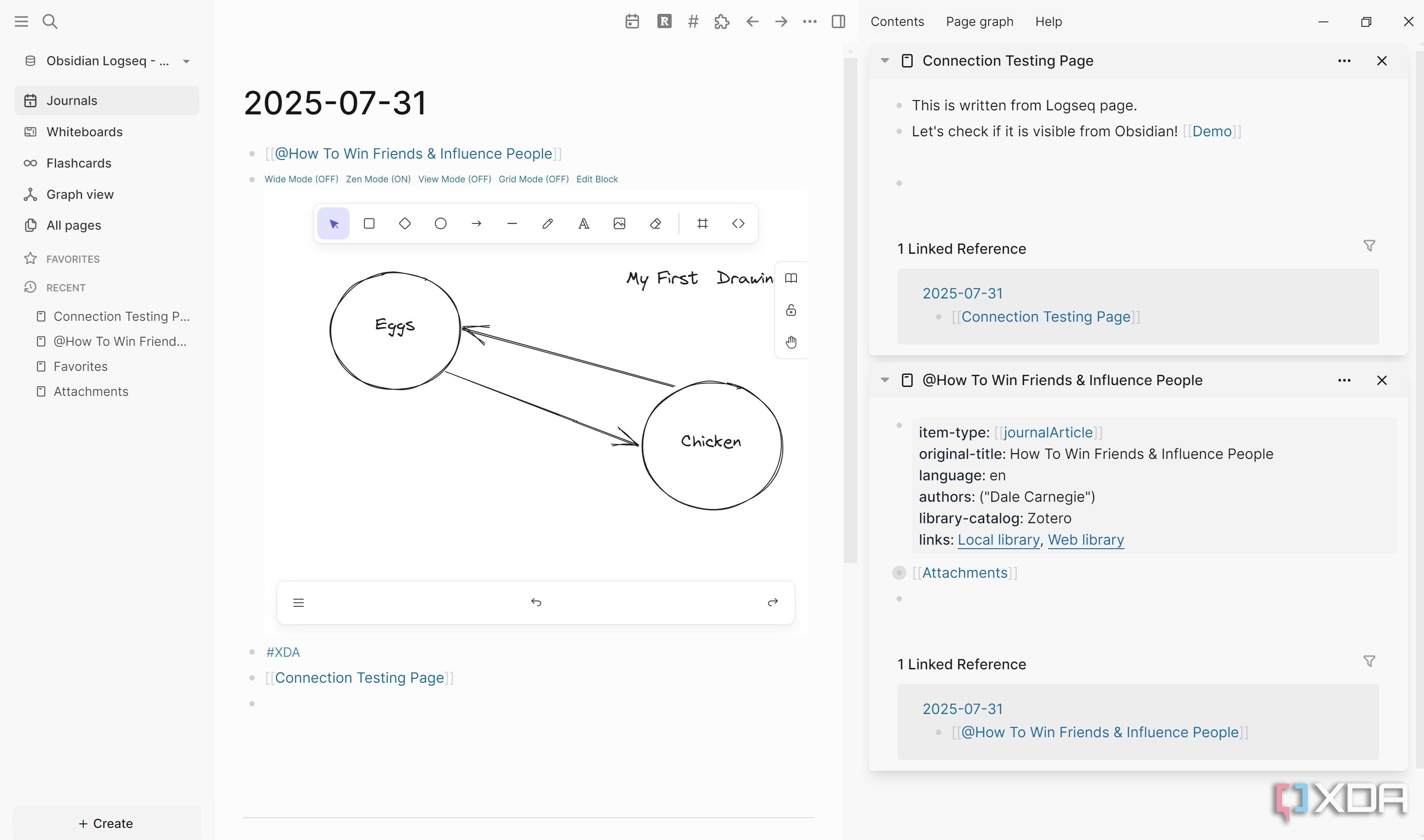 Split screen Logseq