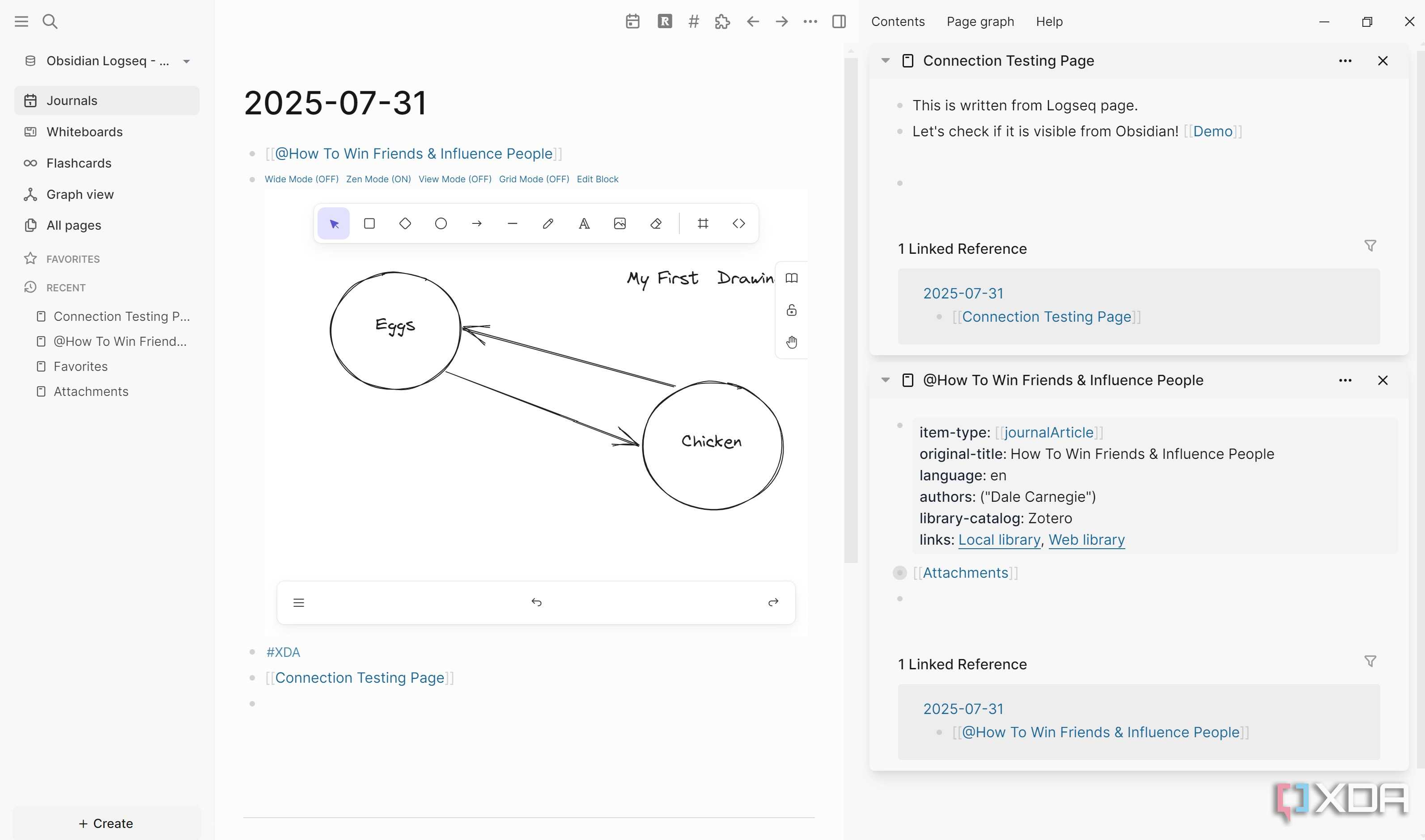 Split screen Logseq