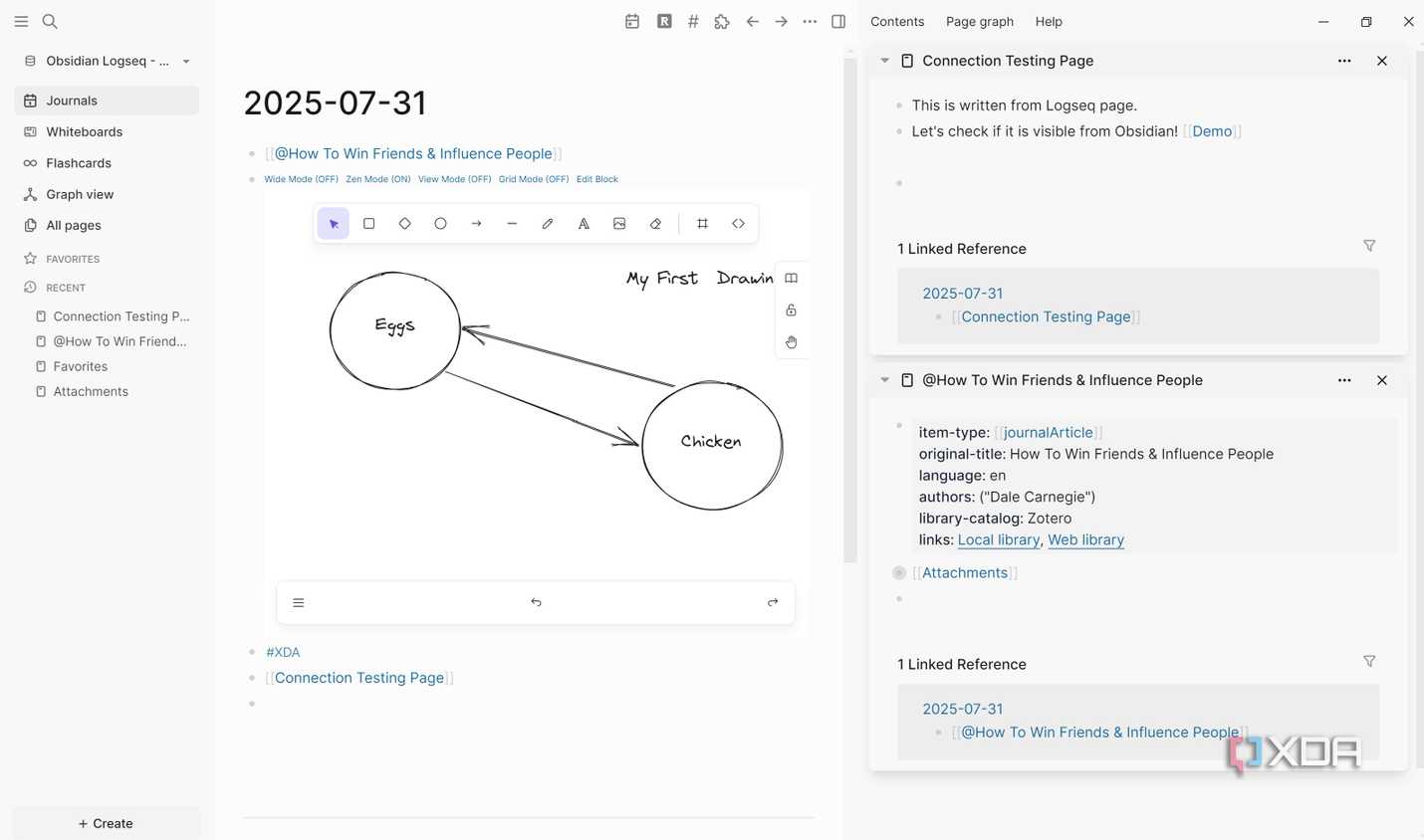 Split screen Logseq