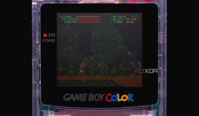Super Castlevania IV running on a Game Boy Color filter in ShaderGlass.