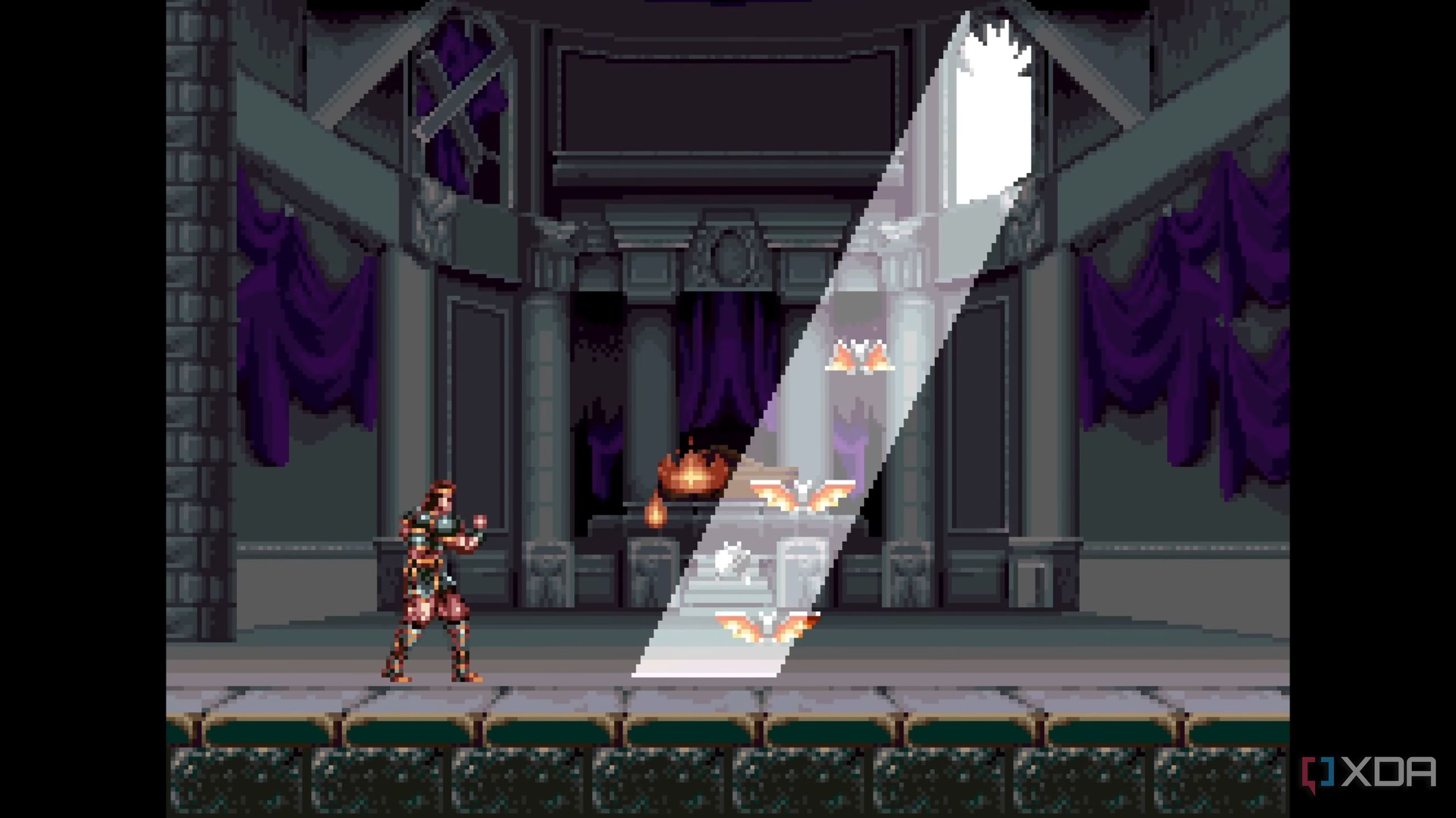 Sunrays hitting Dracula in Super Castlevania IV.