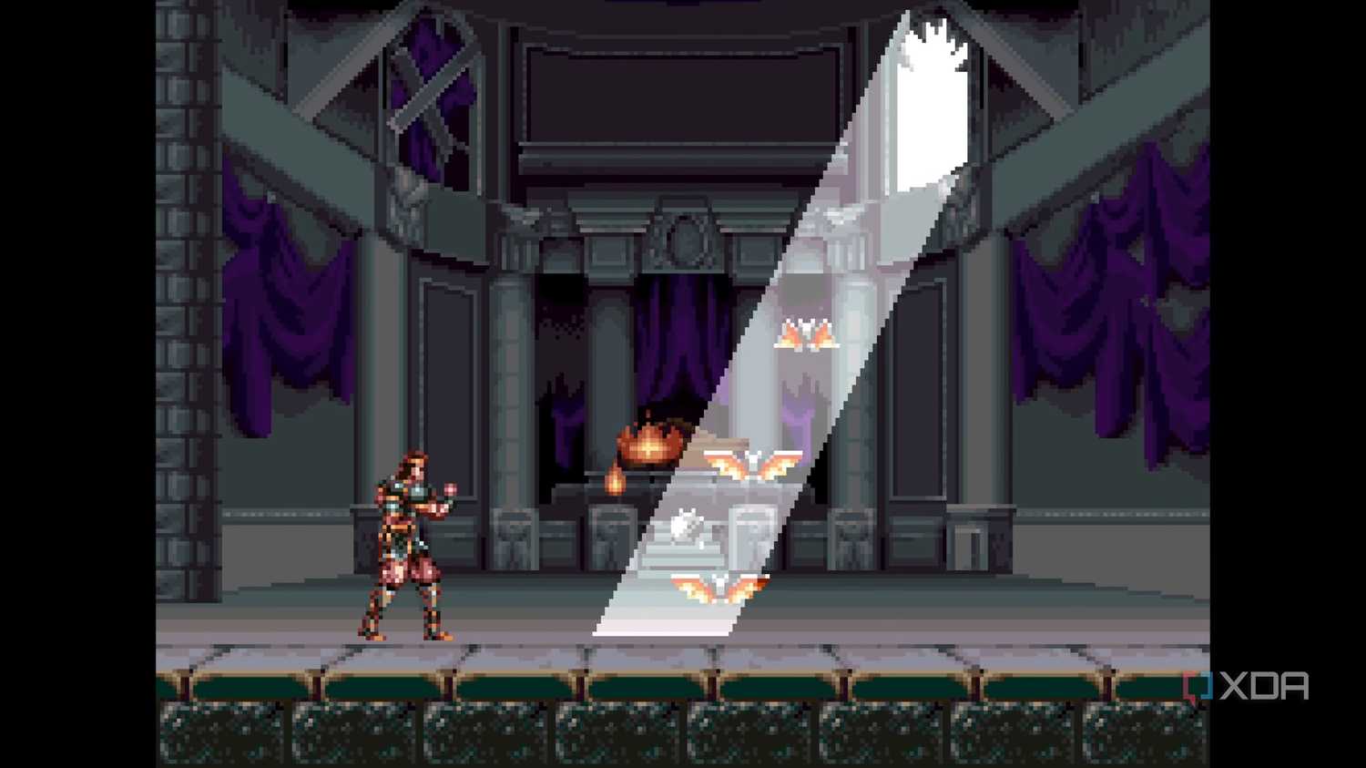 Sunrays hitting Dracula in Super Castlevania IV.