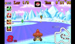 A screenshot from Mario Kart: Super Circuit on the Game Boy Advance.