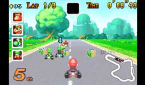 A screenshot from Mario Kart: Super Circuit on the Game Boy Advance.