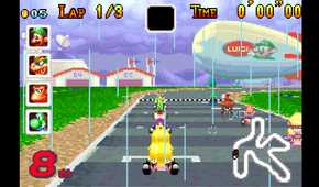 A screenshot from Mario Kart: Super Circuit on the Game Boy Advance.
