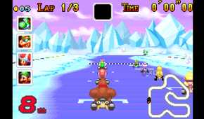 A screenshot from Mario Kart: Super Circuit on the Game Boy Advance.