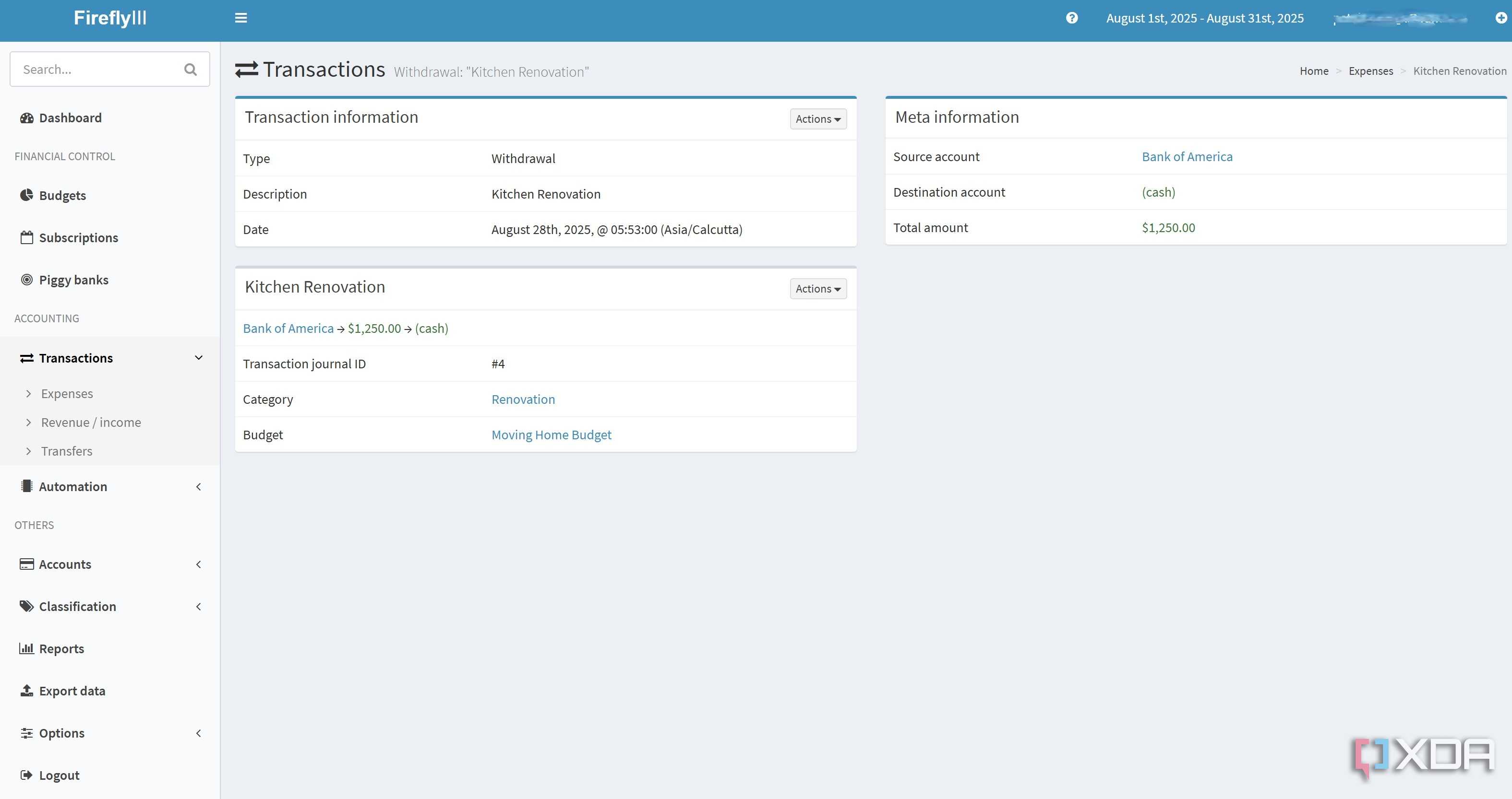 transaction details home moving firefly-iii