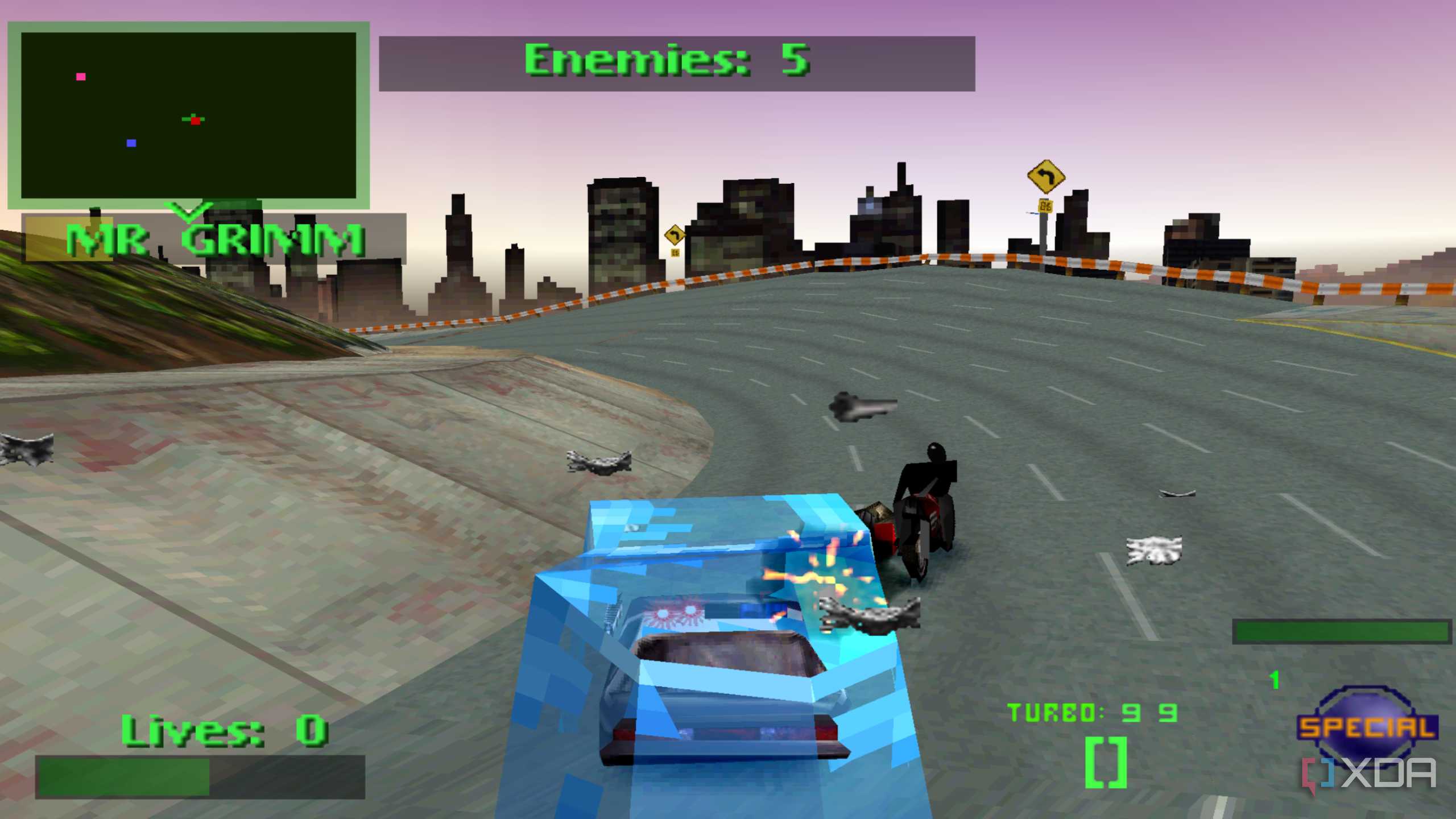 Frozen but taking no damage in Twisted Metal II.