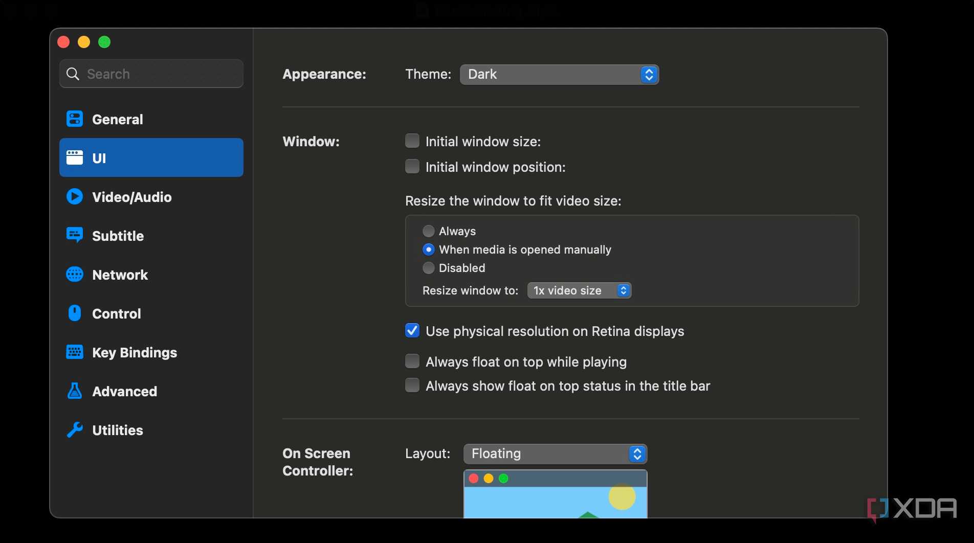 UI Settings on IINA