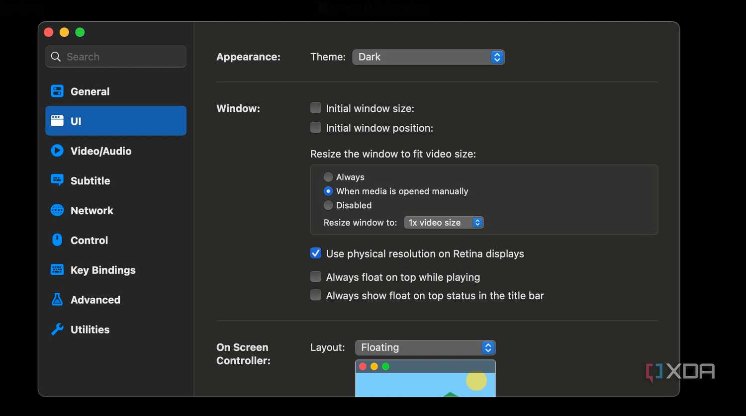 UI Settings on IINA