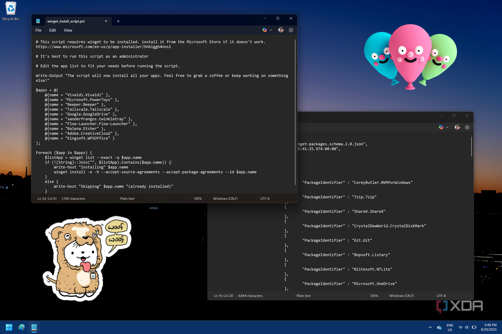 Winget Script I made a simple script to install all my apps on a new PC using WinGet ...