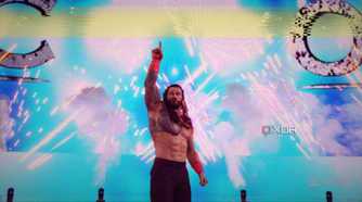Roman Reigns through a technicolor shaderglass.