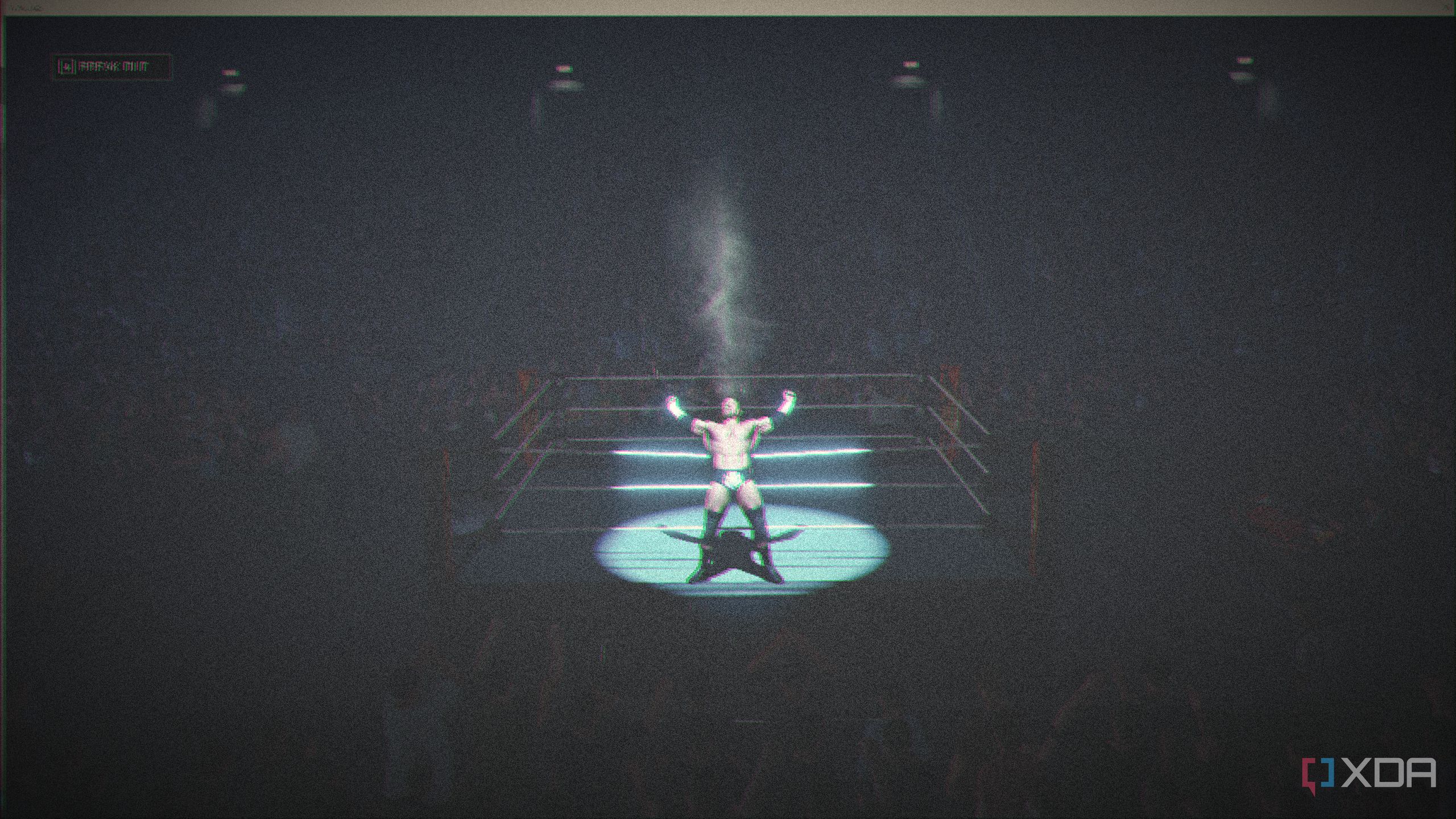 Triple H spitting water in technicolor.