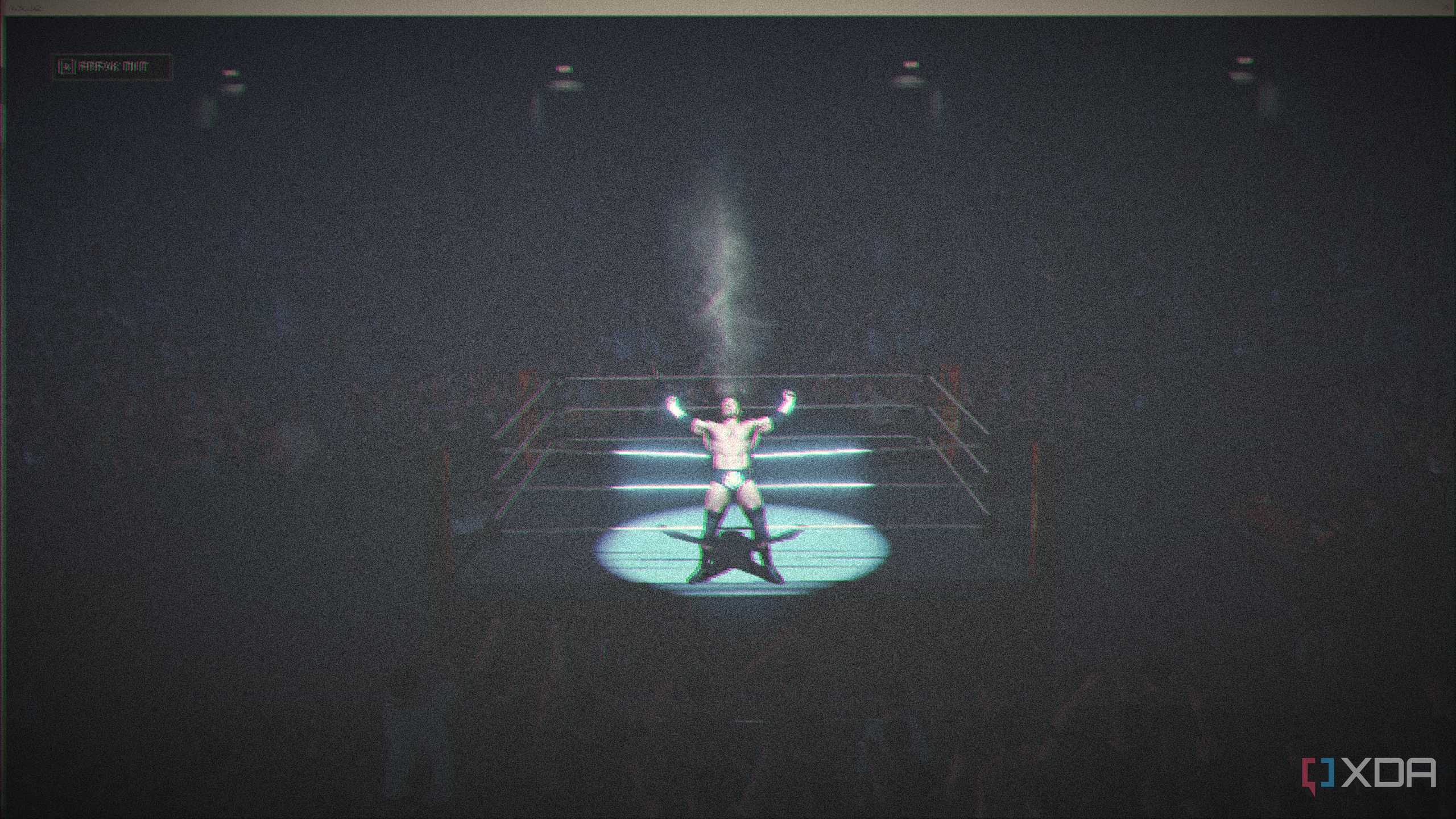 Triple H spitting water in technicolor.