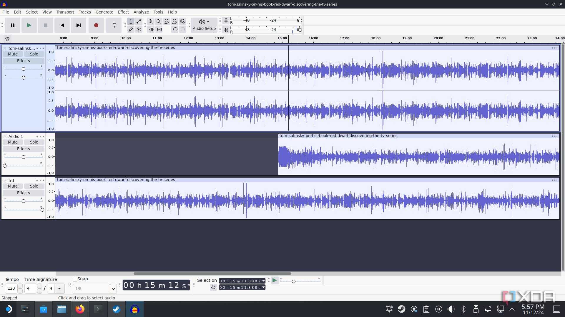Steam Deck desktop Audacity