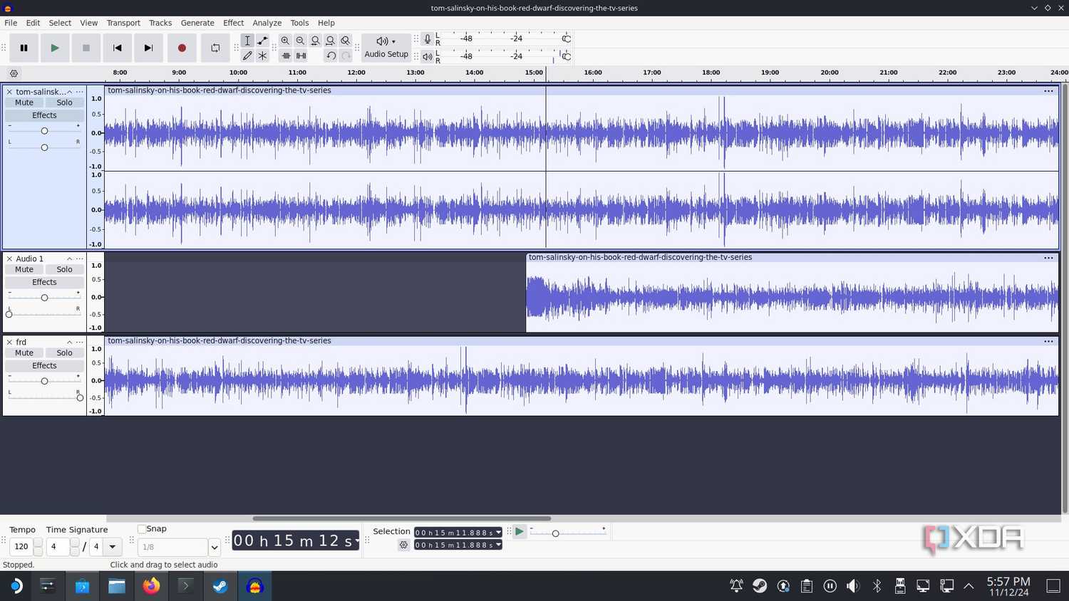 Steam Deck desktop Audacity