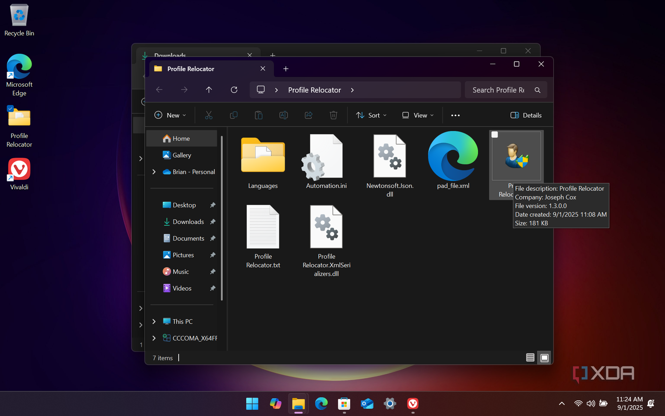 shows Profile Locator Executable in File Explorer