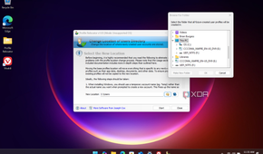 Shows choosing a location for Windows User folder