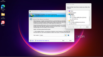 Shows choosing a location for Windows User folder