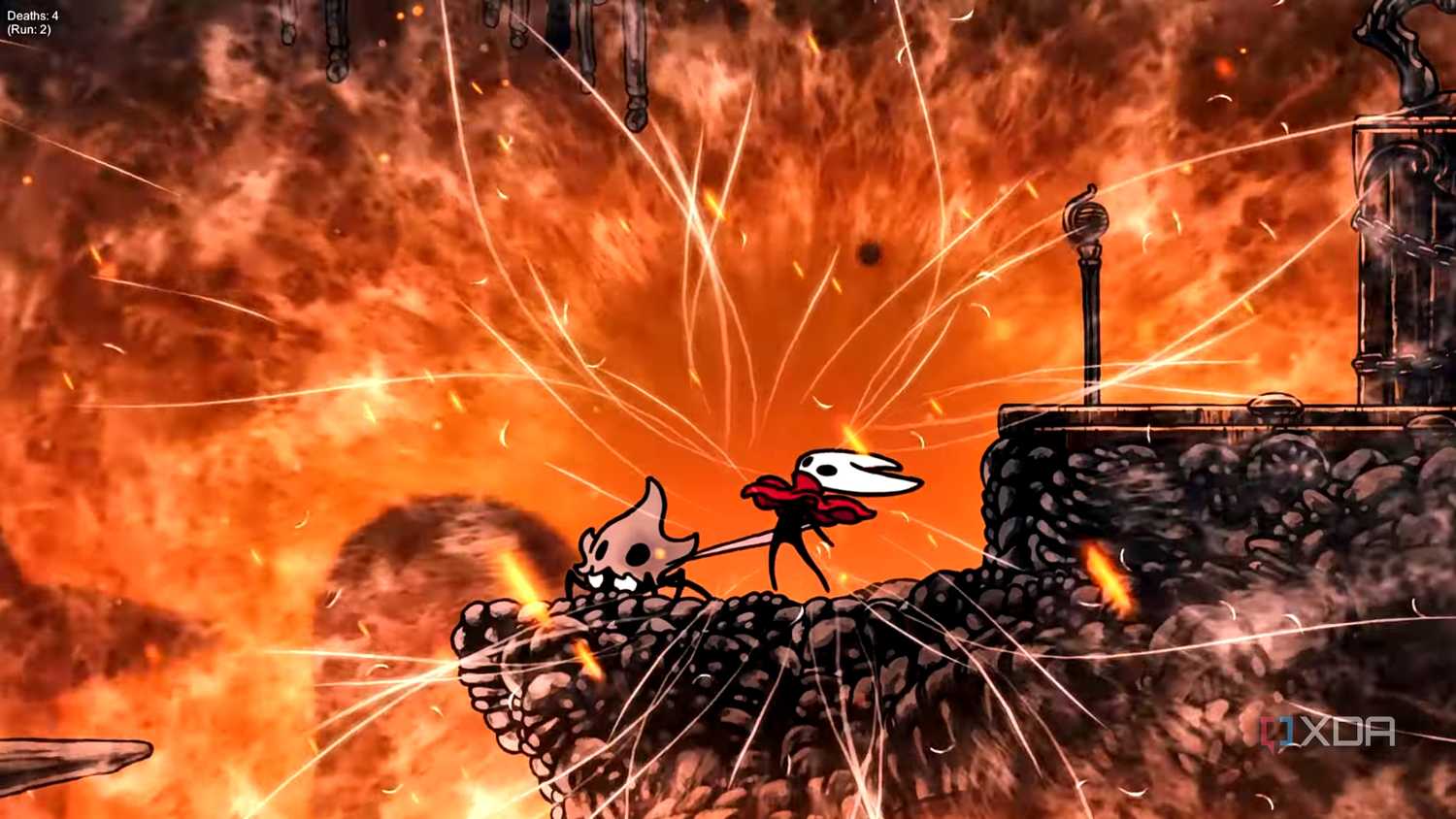 Hornet dying in Hollow Knight: Silksong.