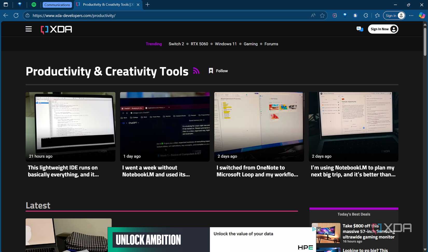 A screenshot of a clean browser with OneTab
