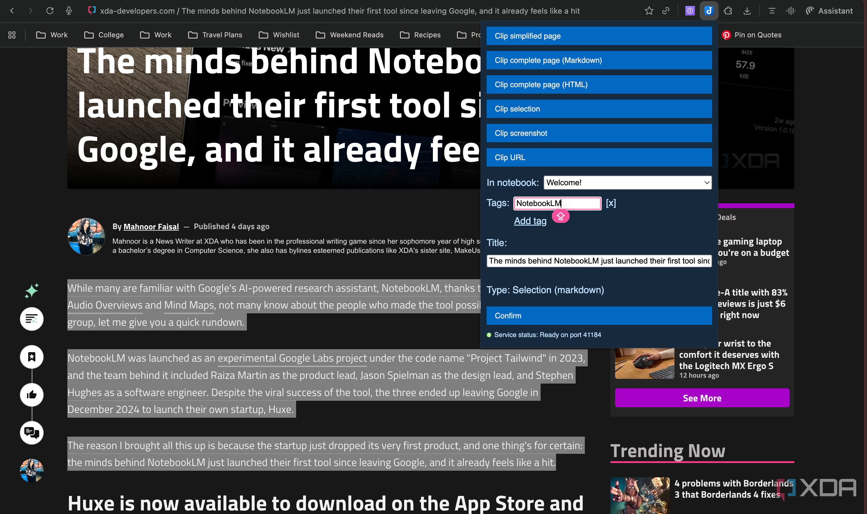 Adding NotebookLM tag to Joplin Web Clipper extension