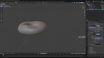 Adding Solidify modifier in Blender, donut shape in canvas
