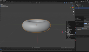 Adding Subdivision Surface Modifier in Blender, donut shape on canvas