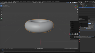 Adding Subdivision Surface Modifier in Blender, donut shape on canvas