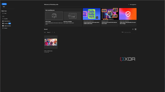 Screenshot of the Adobe Photoshop home page running in Linux through WinApps
